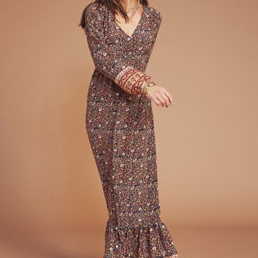 EUC Faherty Toluca Border Print Long Sleeve Dress in Monserrat Floral